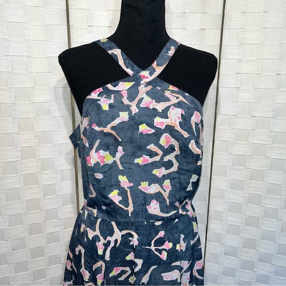 Cabi #5269 Blue Floral Auora Watercolor Halter Maxi Dress Size 8 - Picture 3 of 16